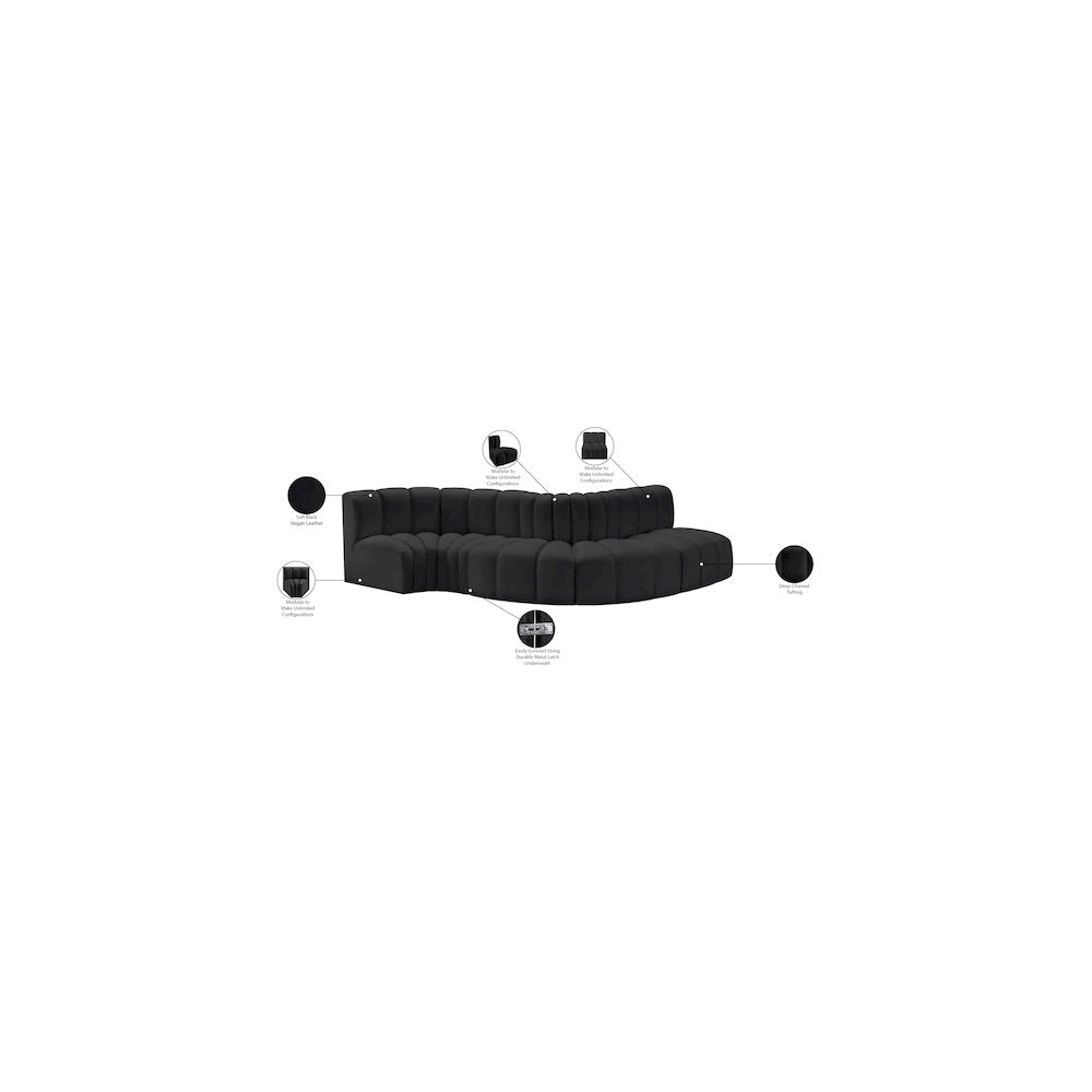 Arc Black Vegan Leather Modular Sofa