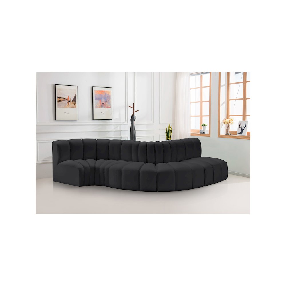 Arc Black Vegan Leather Modular Sofa