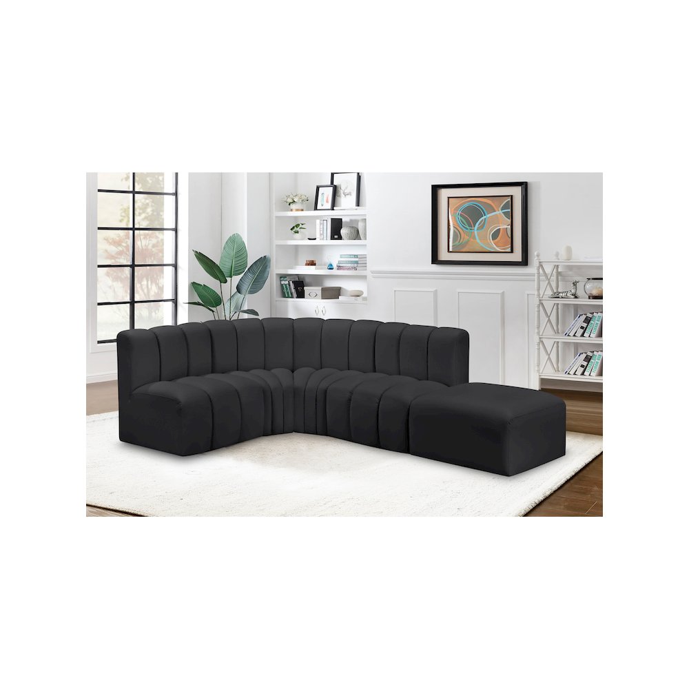 Arc Black Vegan Leather Modular Sofa