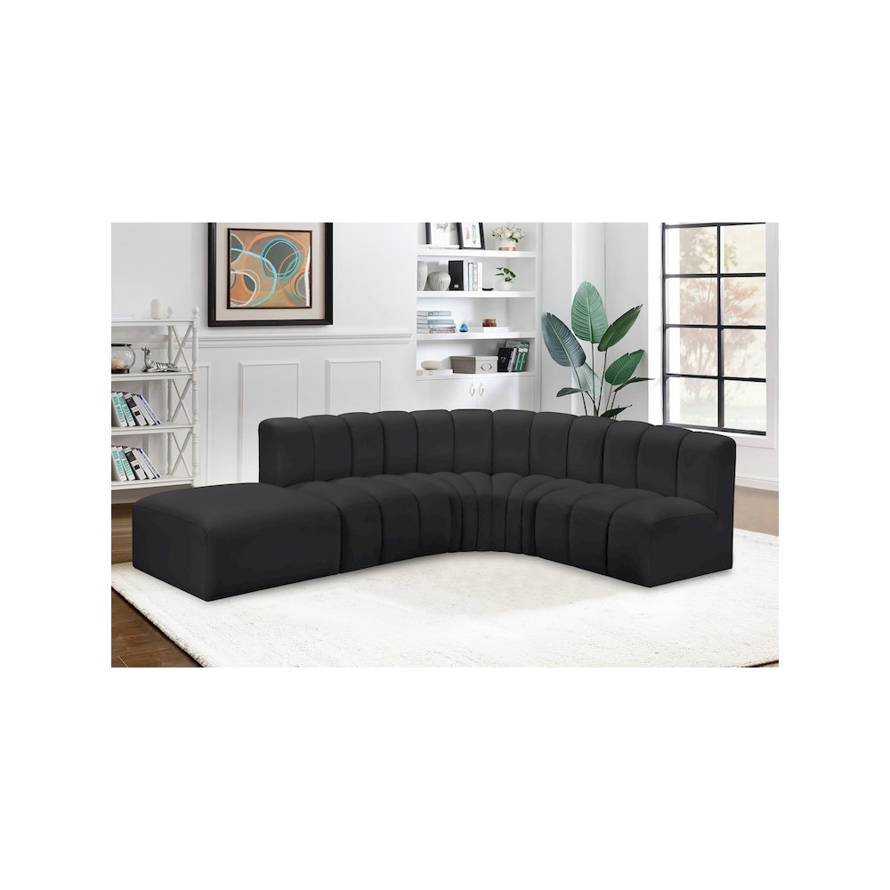 Arc Black Vegan Leather Modular Sofa