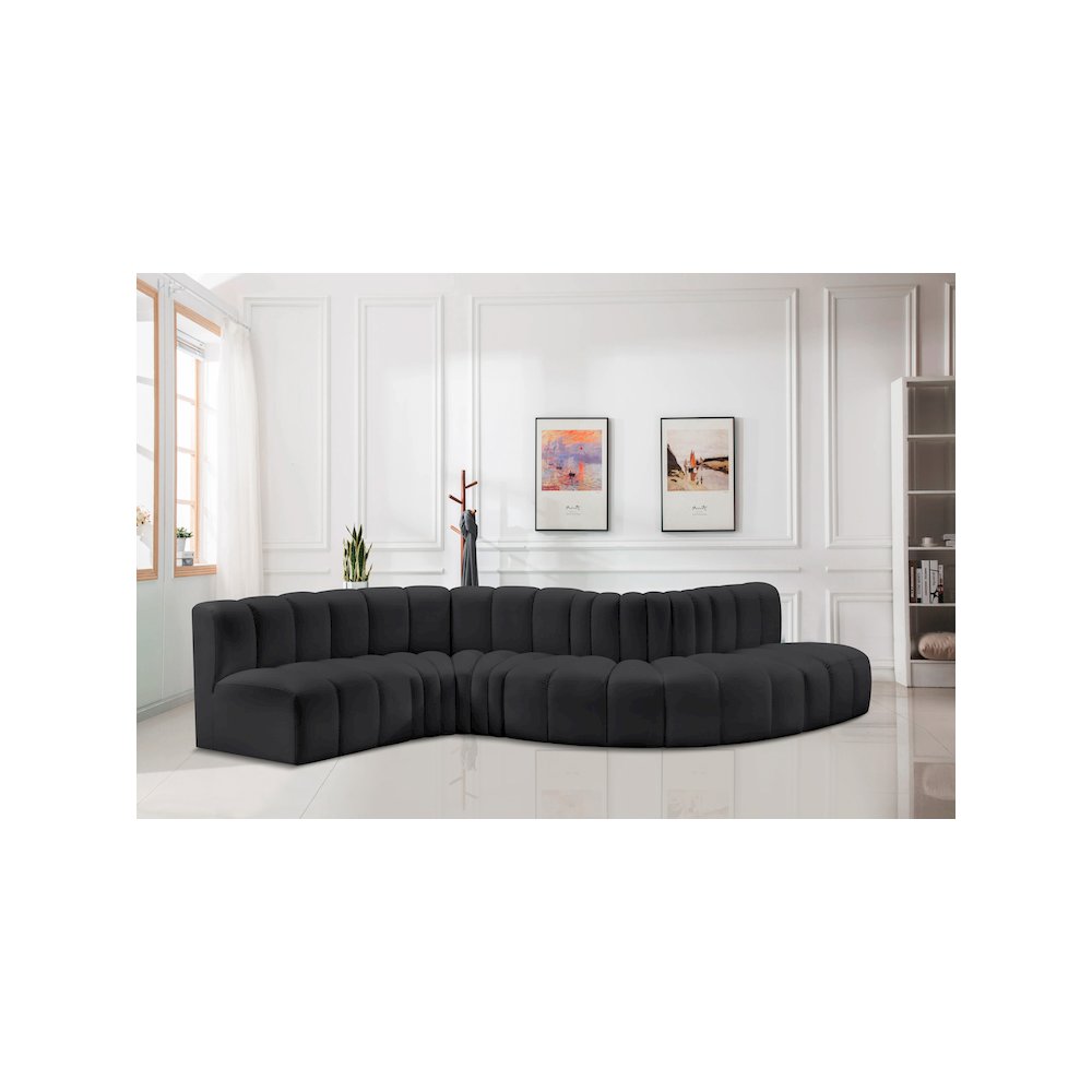 Arc Black Vegan Leather Modular Sofa