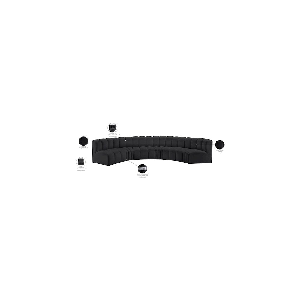 Arc Black Vegan Leather Modular Sofa