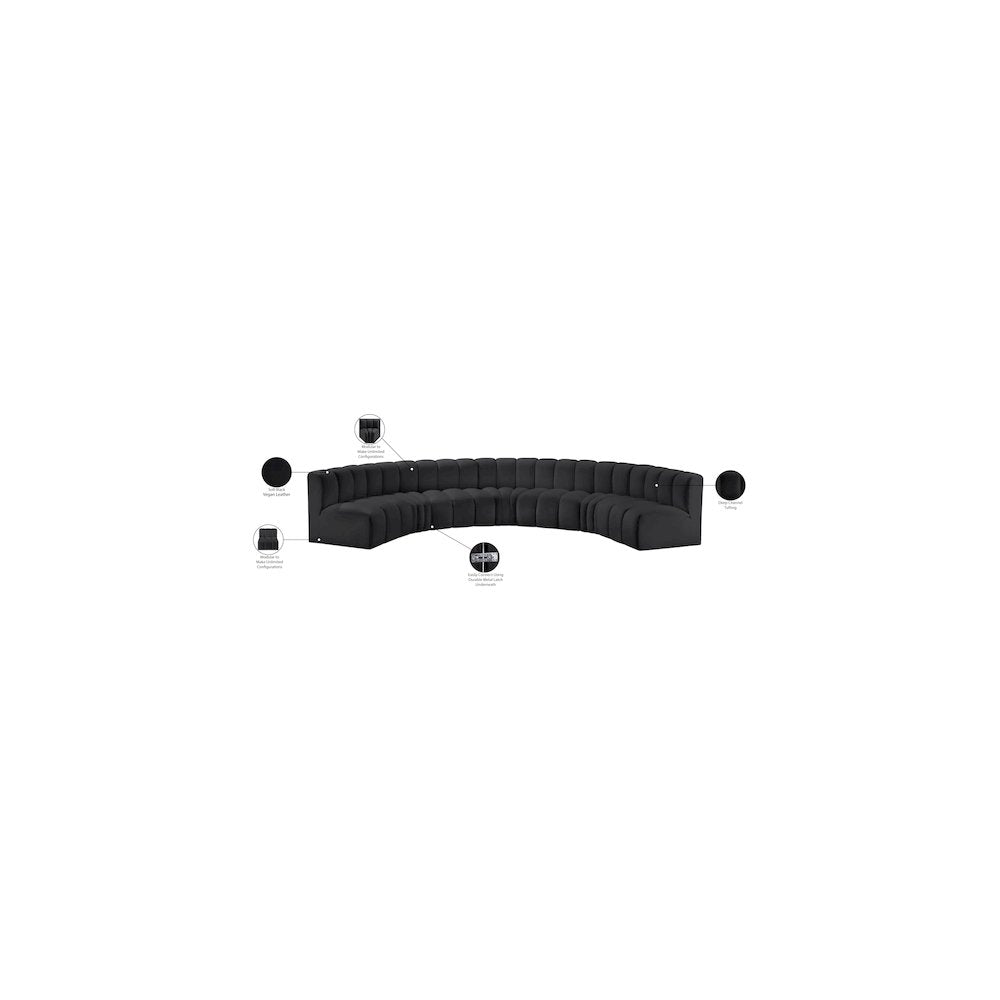 Arc Black Vegan Leather Modular Sofa