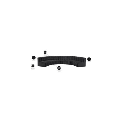 Arc Black Vegan Leather Modular Sofa