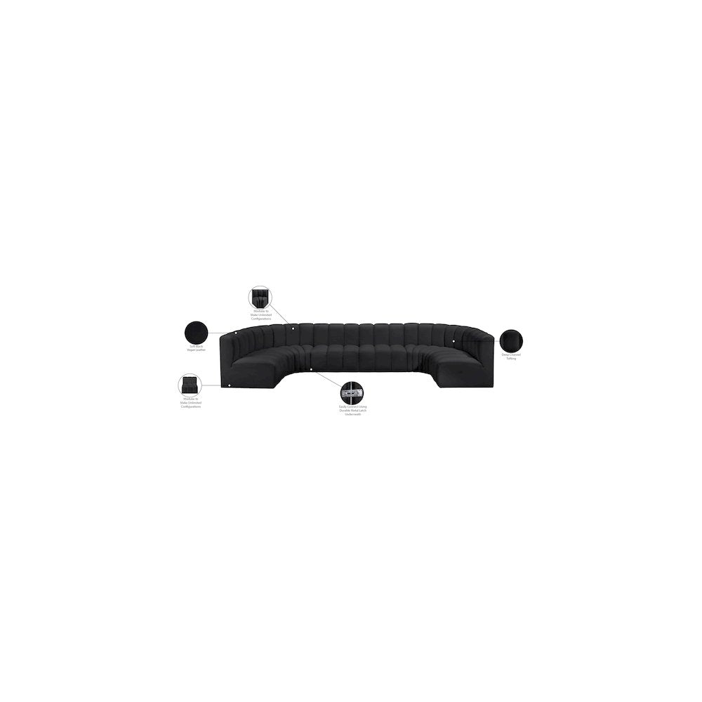 Arc Black Vegan Leather Modular Sofa