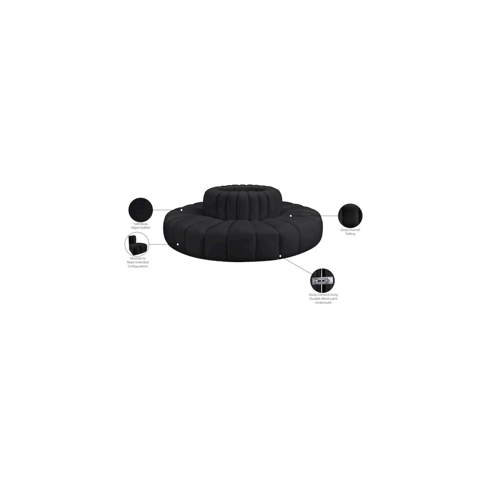 Arc Black Vegan Leather Modular Sofa