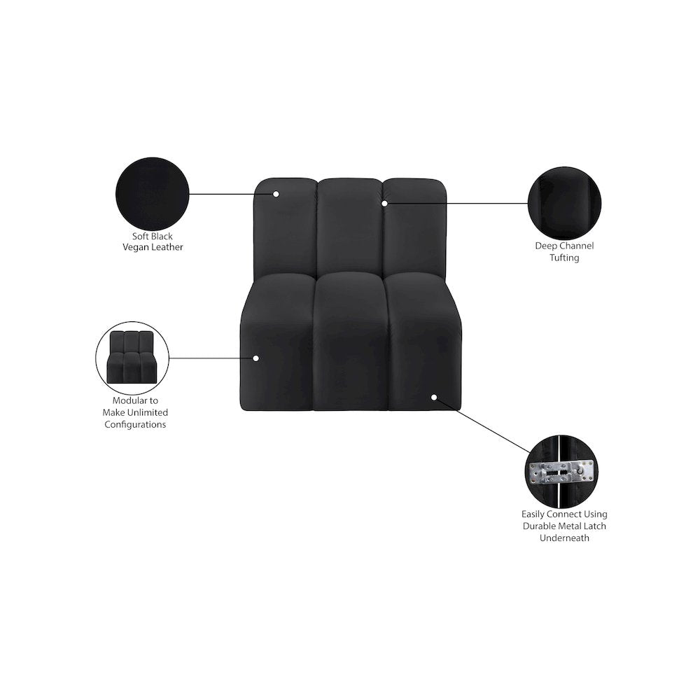 Arc Black Vegan Leather Straight Chair