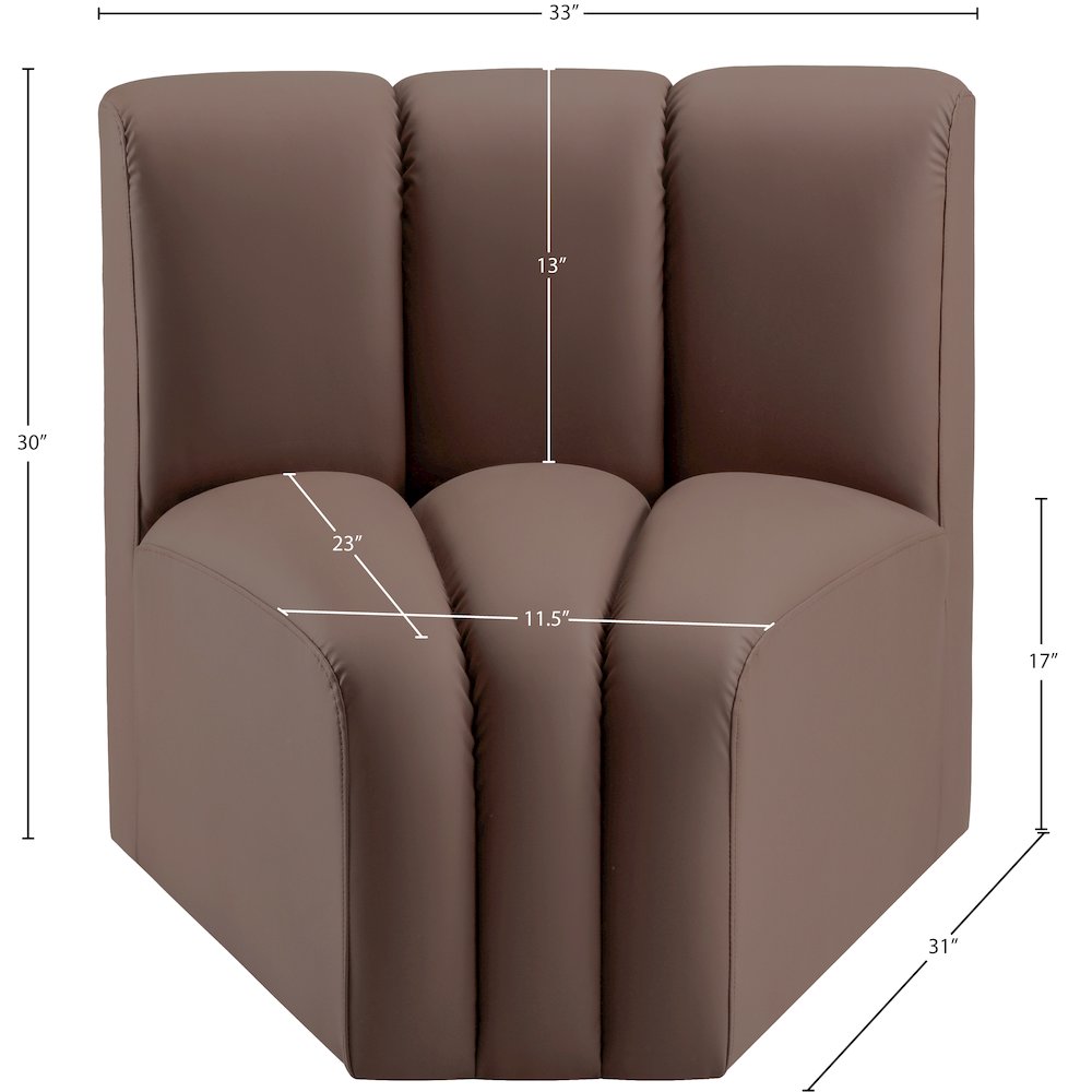 Arc Brown Vegan Leather Curved Corner