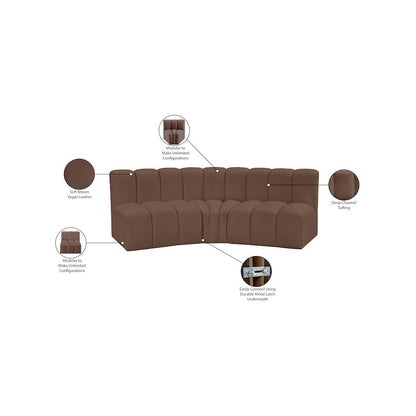 Arc Brown Vegan Leather Modular Sofa