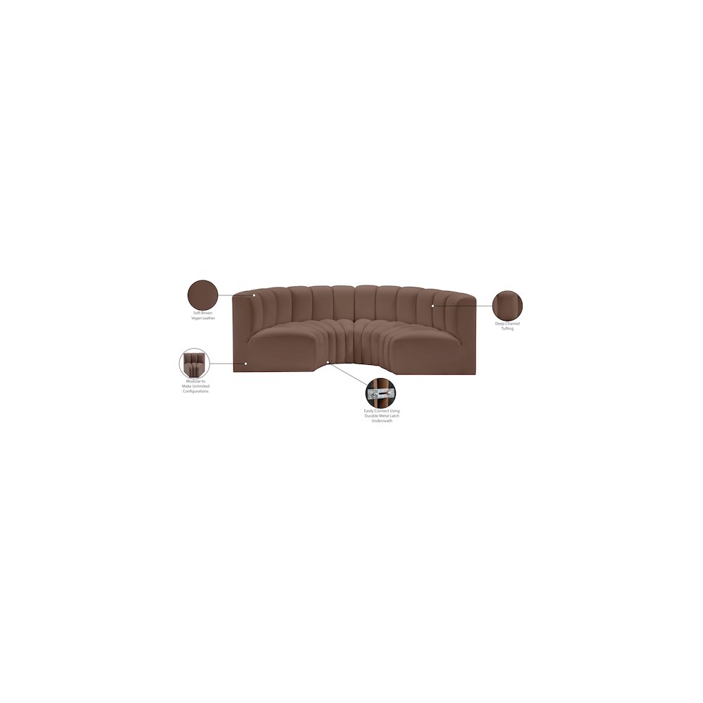 Arc Brown Vegan Leather Modular Sofa