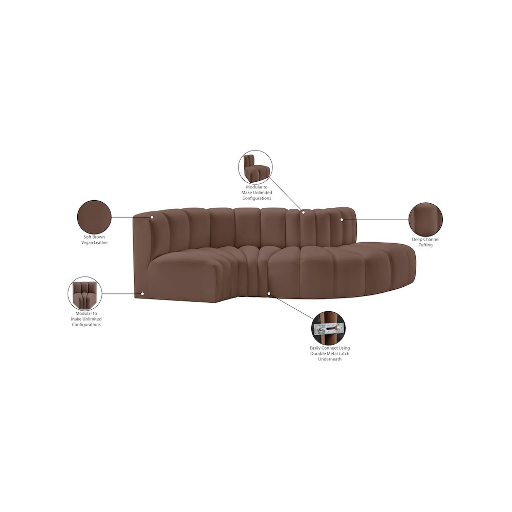 Arc Brown Vegan Leather Modular Sofa