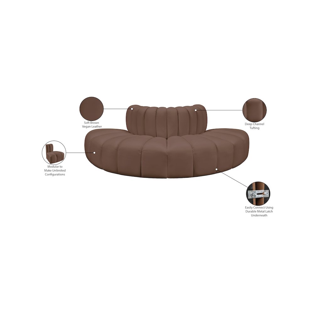 Arc Brown Vegan Leather Modular Sofa