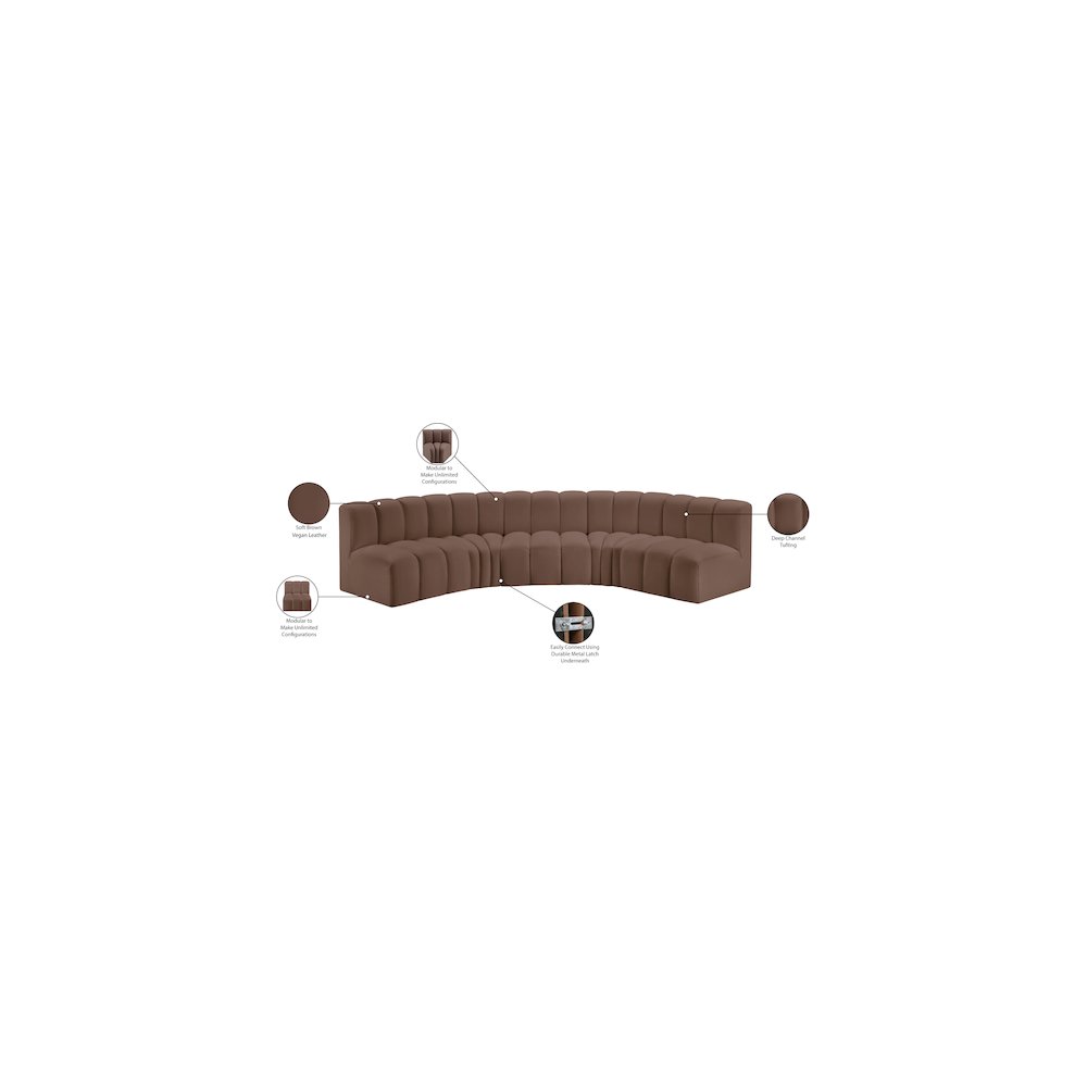 Arc Brown Vegan Leather Modular Sofa