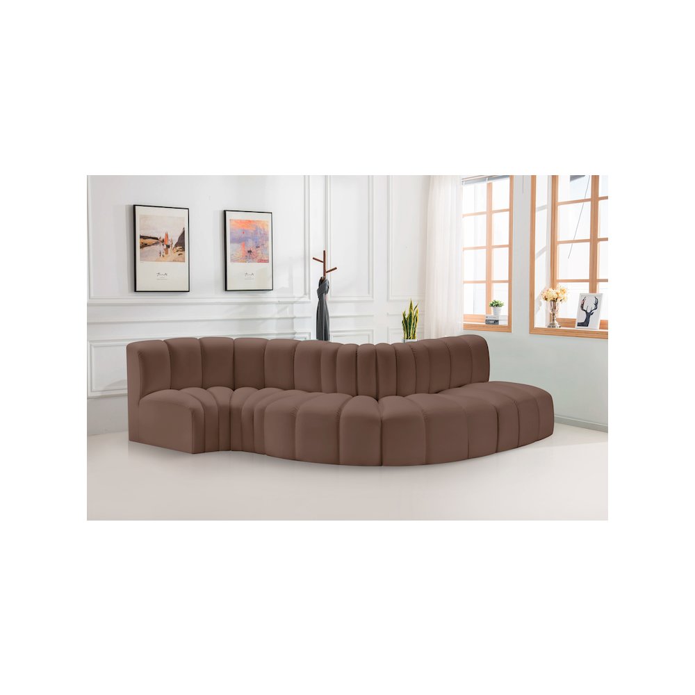 Arc Brown Vegan Leather Modular Sofa