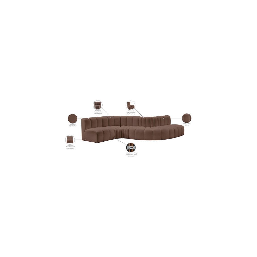 Arc Brown Vegan Leather Modular Sofa