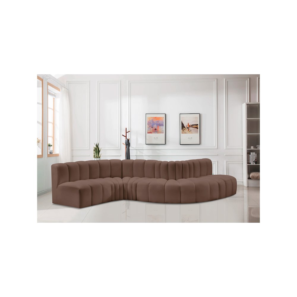 Arc Brown Vegan Leather Modular Sofa