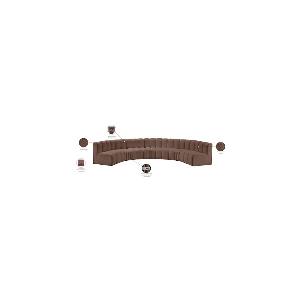 Arc Brown Vegan Leather Modular Sofa