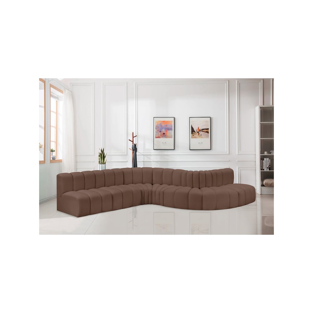 Arc Brown Vegan Leather Modular Sofa