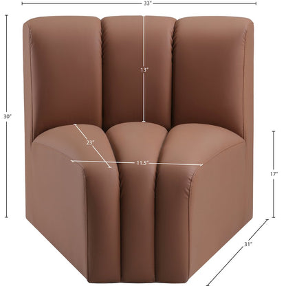 Arc Cognac Vegan Leather Curved Corner