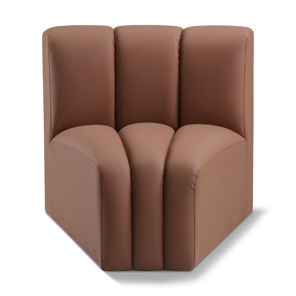 Arc Cognac Vegan Leather Curved Corner