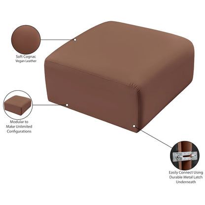 Arc Cognac Vegan Leather Ottoman