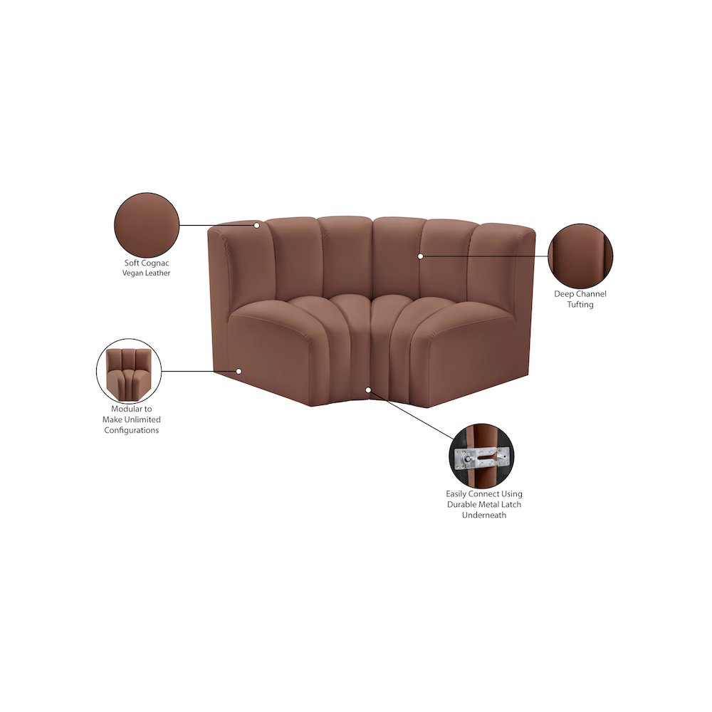 Arc Cognac Vegan Leather Modular Sofa