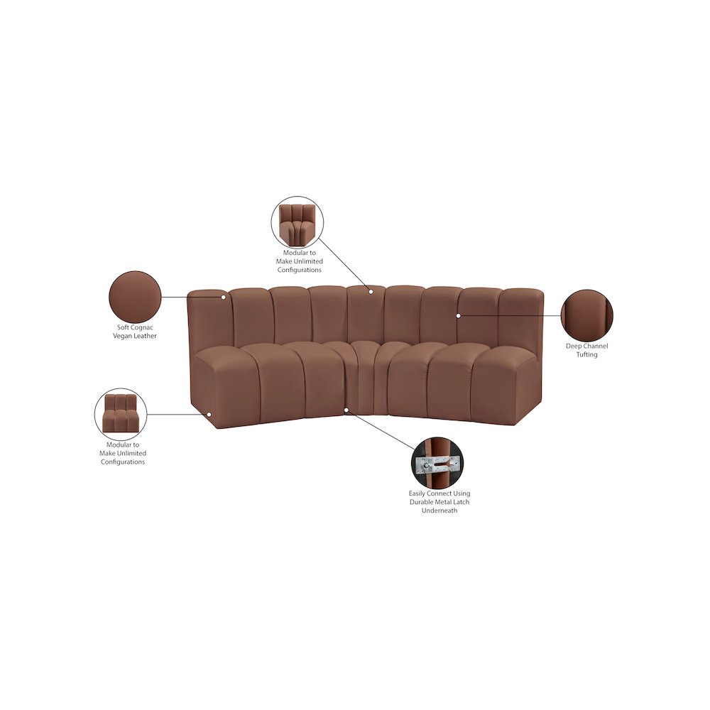Arc Cognac Vegan Leather Modular Sofa
