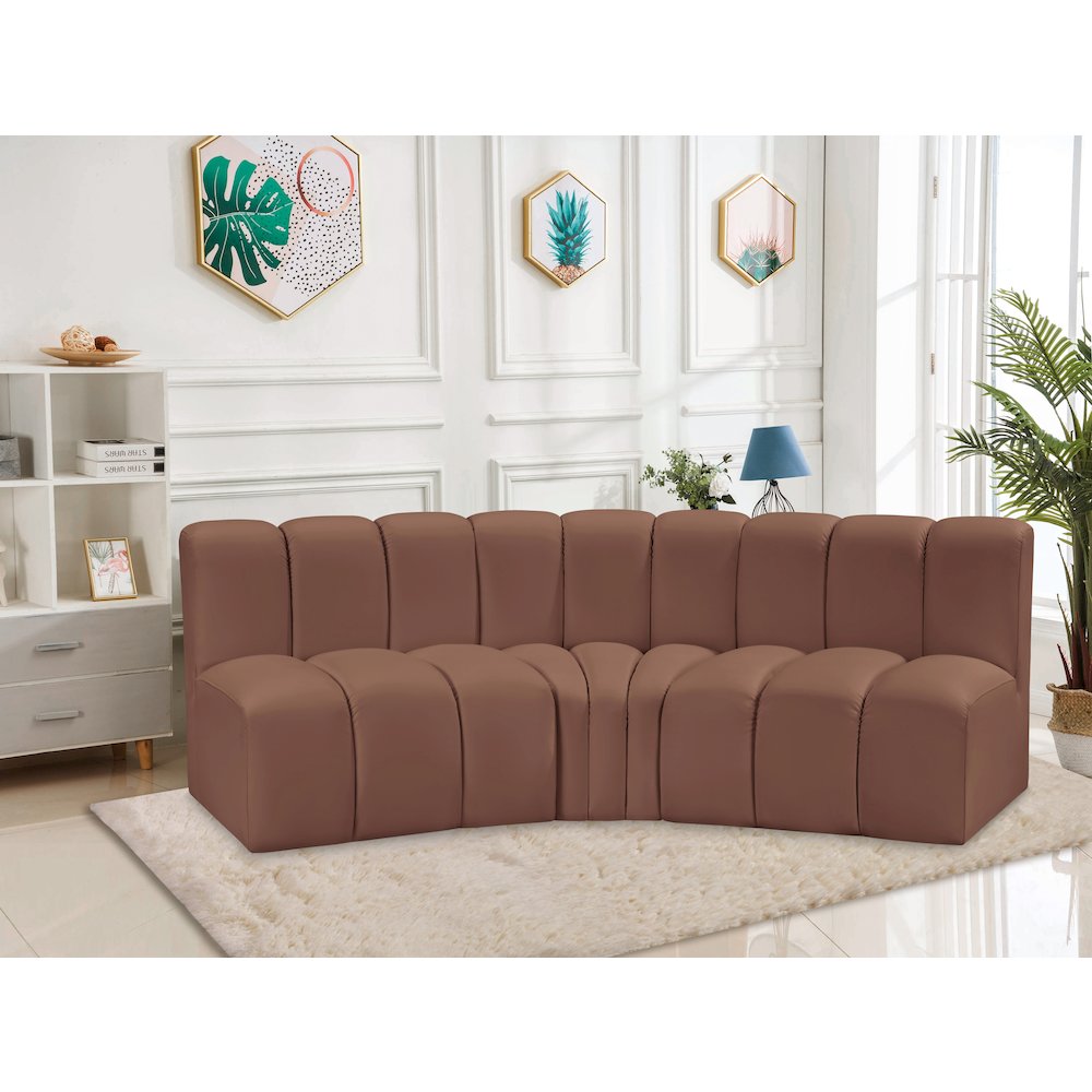 Arc Cognac Vegan Leather Modular Sofa