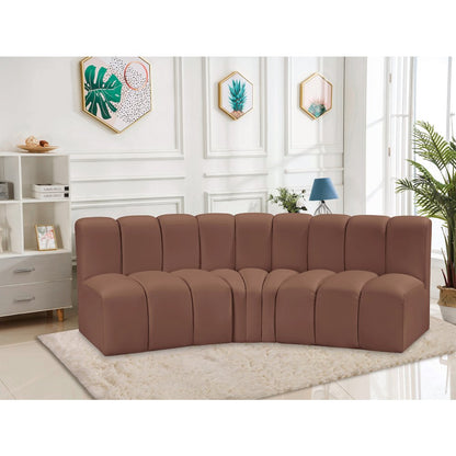 Arc Cognac Vegan Leather Modular Sofa