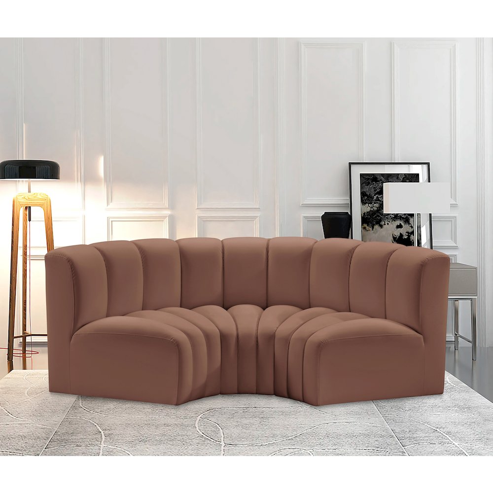 Arc Cognac Vegan Leather Modular Sofa