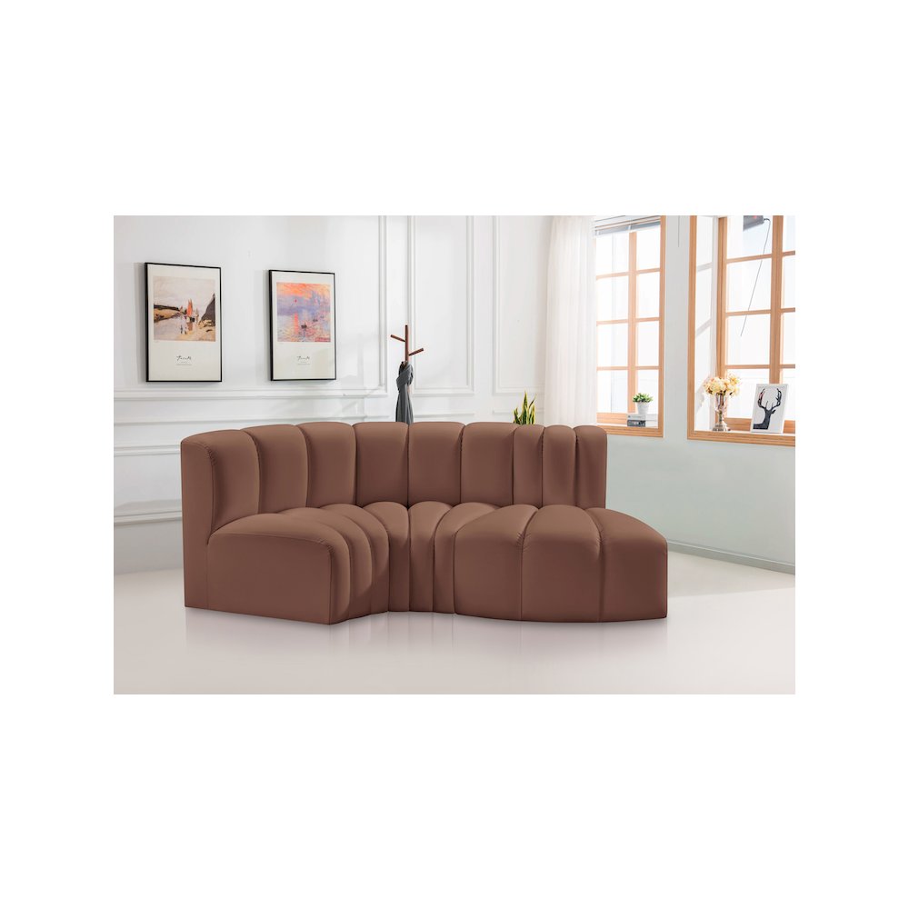 Arc Cognac Vegan Leather Modular Sofa