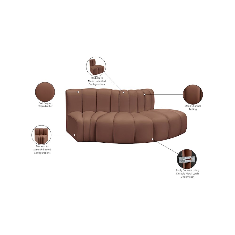 Arc Cognac Vegan Leather Modular Sofa
