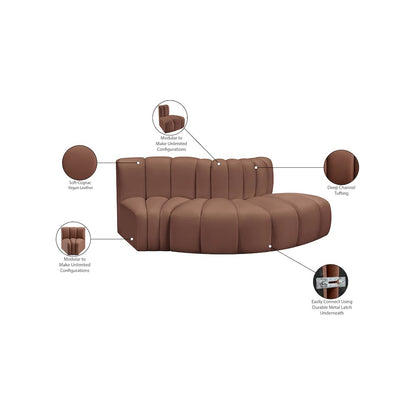 Arc Cognac Vegan Leather Modular Sofa