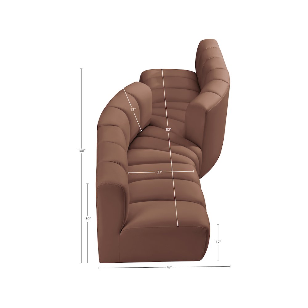 Arc Cognac Vegan Leather Modular Sofa