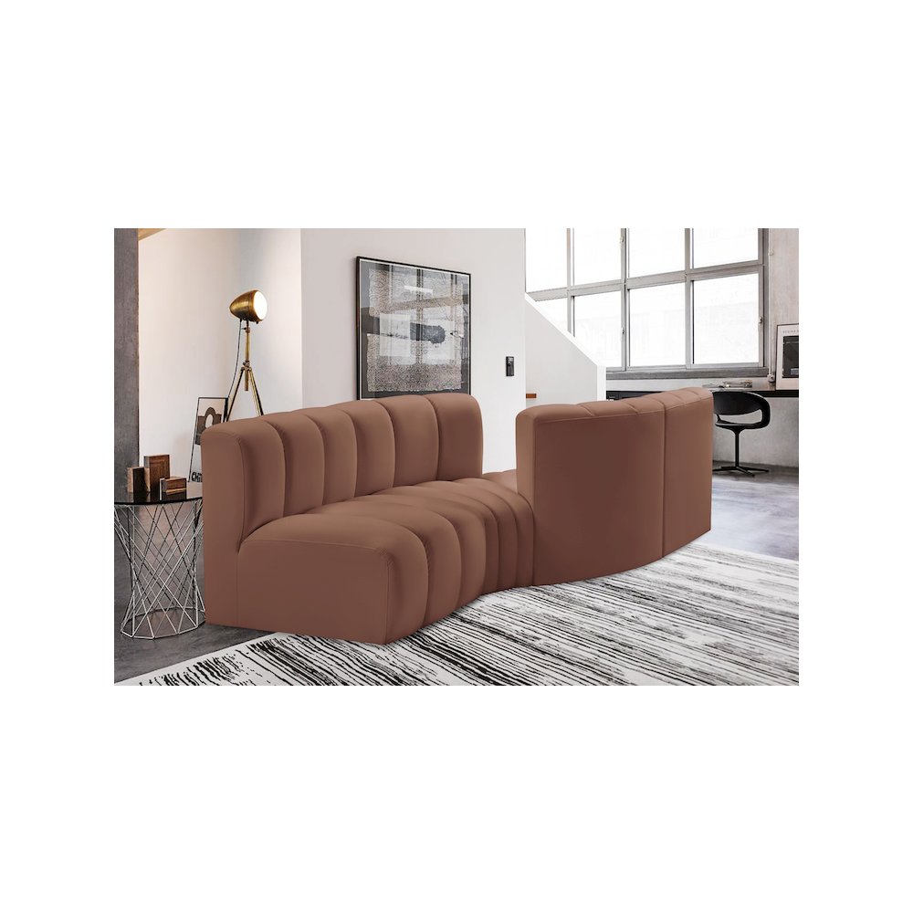 Arc Cognac Vegan Leather Modular Sofa