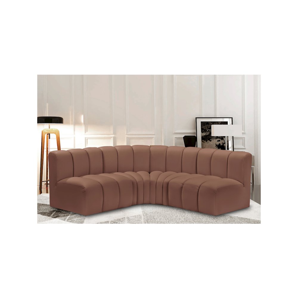 Arc Cognac Vegan Leather Modular Sofa