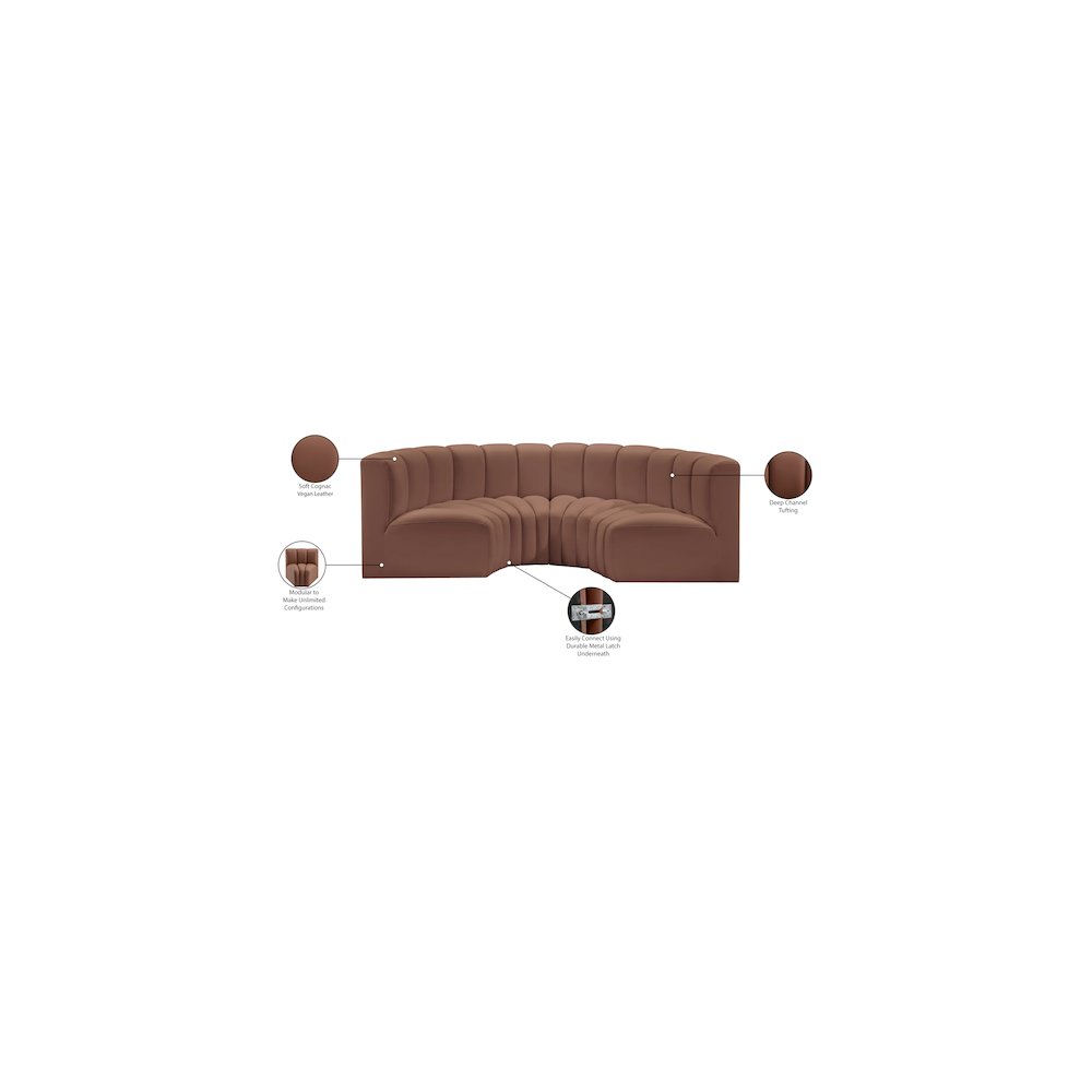 Arc Cognac Vegan Leather Modular Sofa