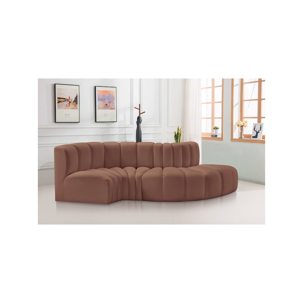 Arc Cognac Vegan Leather Modular Sofa
