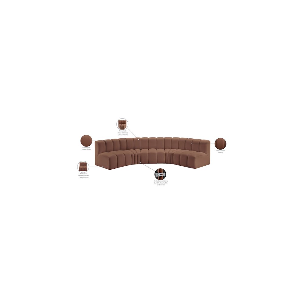 Arc Cognac Vegan Leather Modular Sofa