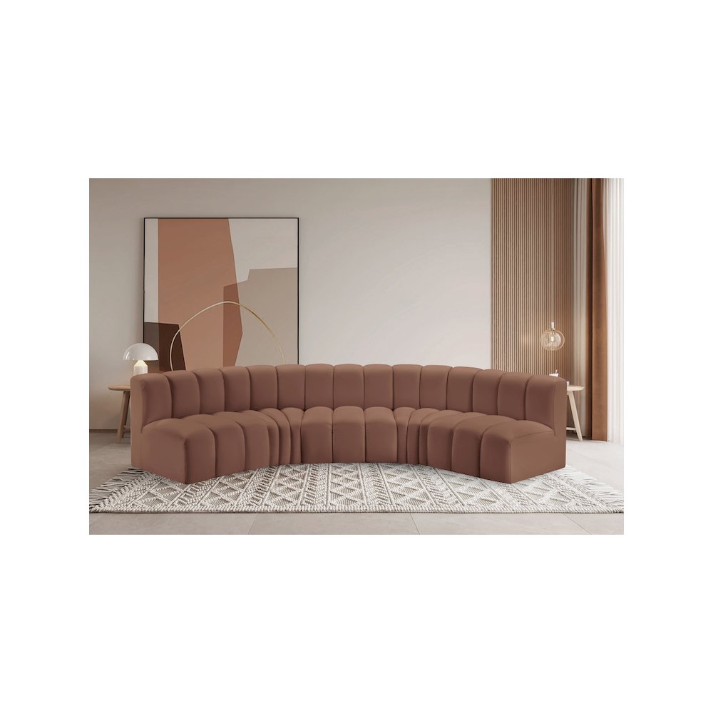Arc Cognac Vegan Leather Modular Sofa