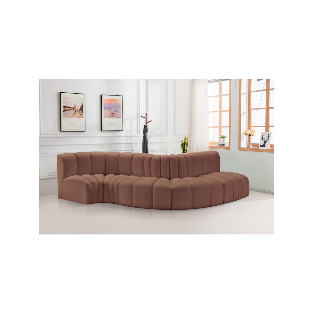 Arc Cognac Vegan Leather Modular Sofa
