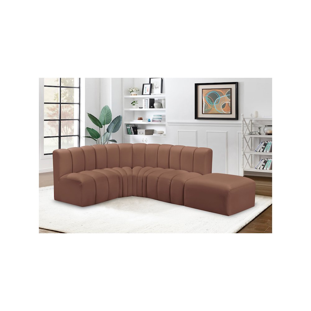 Arc Cognac Vegan Leather Modular Sofa
