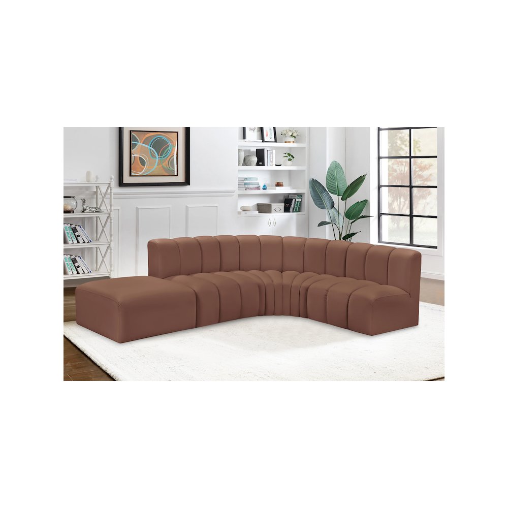 Arc Cognac Vegan Leather Modular Sofa