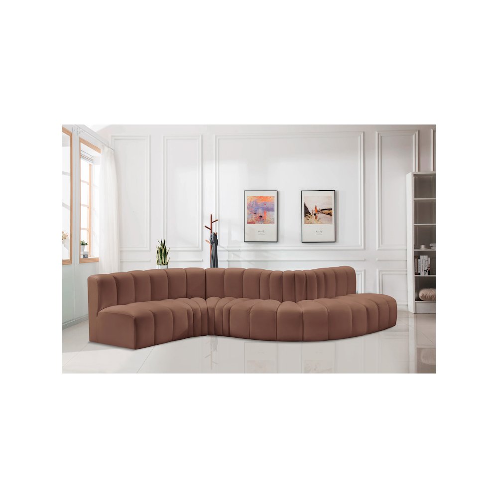 Arc Cognac Vegan Leather Modular Sofa