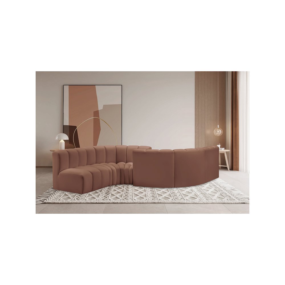 Arc Cognac Vegan Leather Modular Sofa
