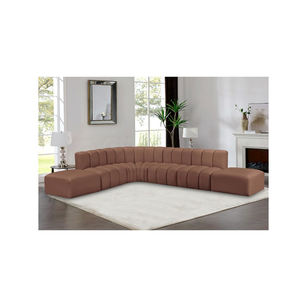 Arc Cognac Vegan Leather Modular Sofa