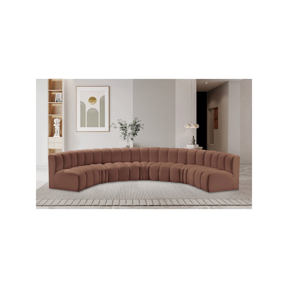 Arc Cognac Vegan Leather Modular Sofa