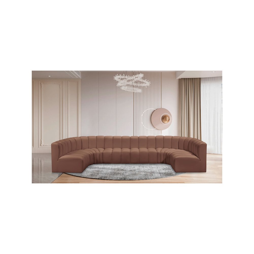 Arc Cognac Vegan Leather Modular Sofa