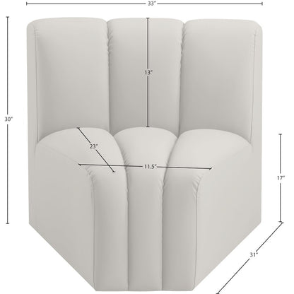 Arc Cream Vegan Leather Curved Corner
