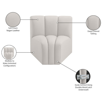 Arc Cream Vegan Leather Curved Corner